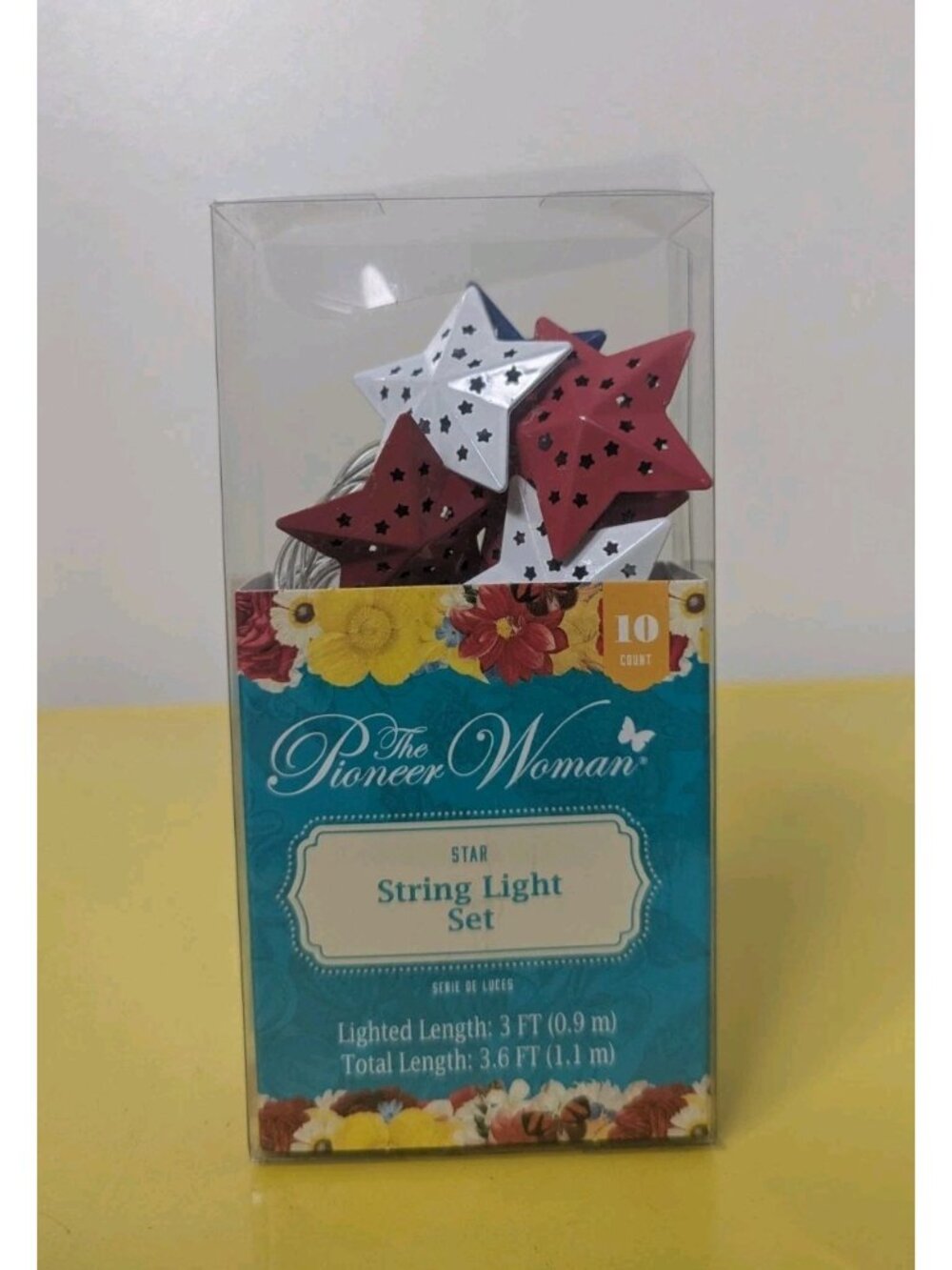 Pioneer Woman LED Star String Lights 10 ct Patriotic Red White Blue Stars NEW